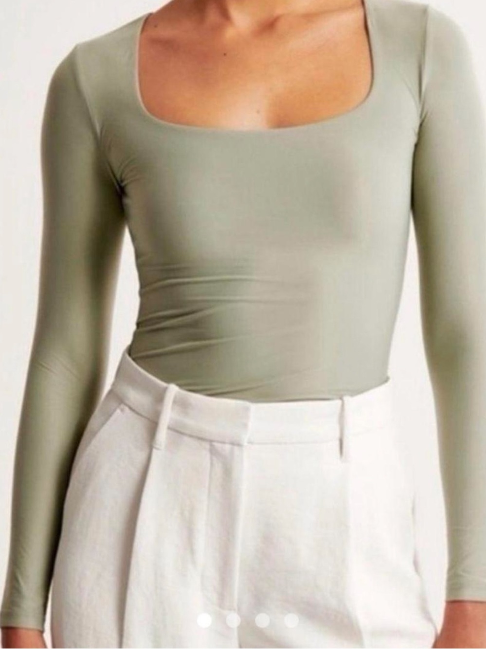 NWT Abercrombie & Fitch Light Sage Square-Neck Long Sleeve Bodysuit